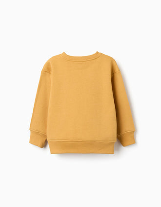 Sweat cardada com estampado em relevo para menino, amarelo