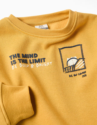 Sweat cardada com estampado em relevo para menino, amarelo