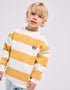 Sweat cardada às riscas com estampado para menino, branco/amarelo