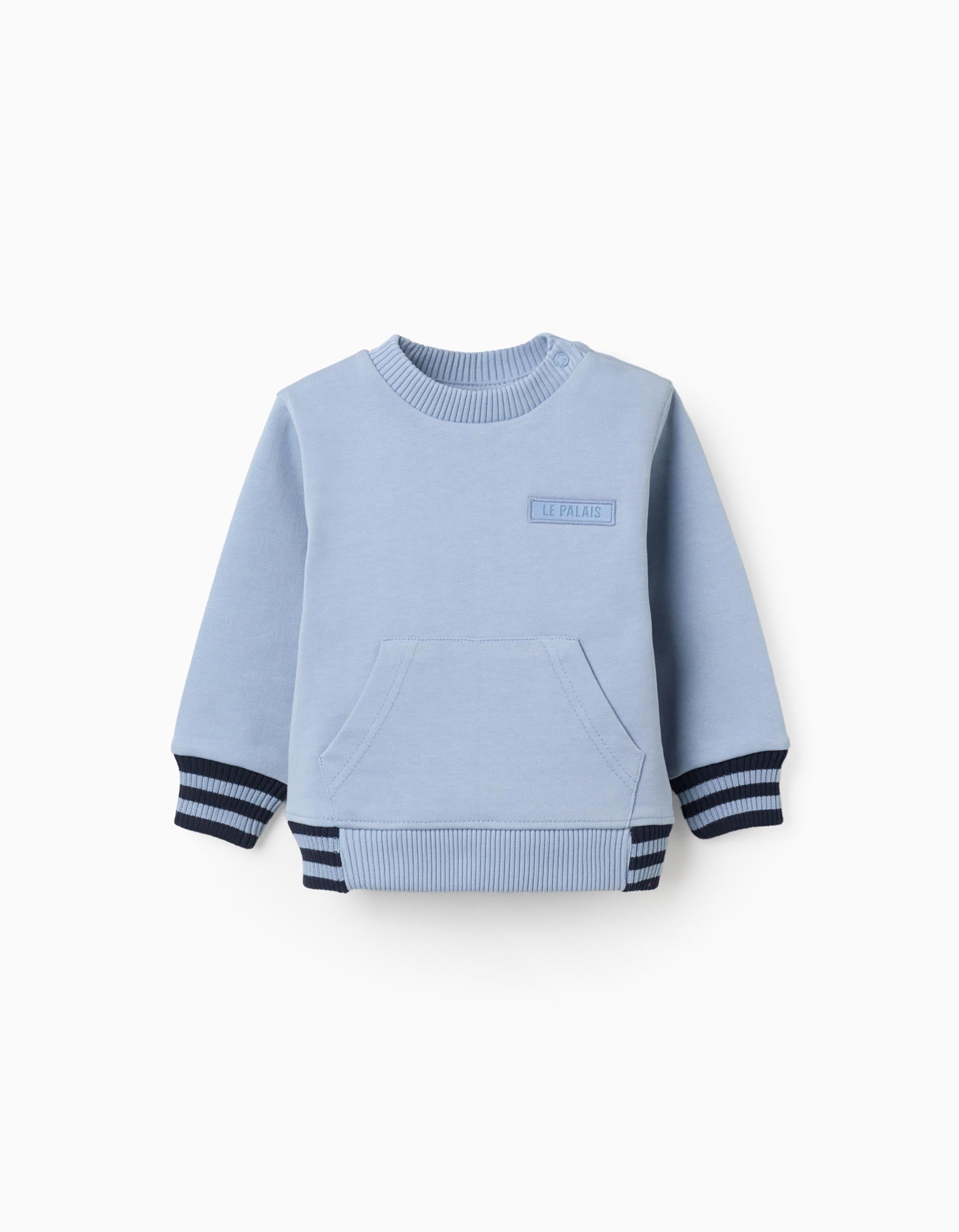 Sudadera de algodón con bolsillo canguro para bebé niño, azul claro
