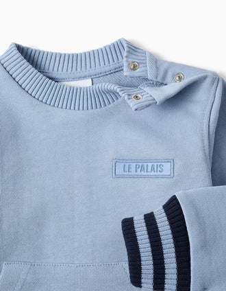 Sudadera de algodón con bolsillo canguro para bebé niño, azul claro
