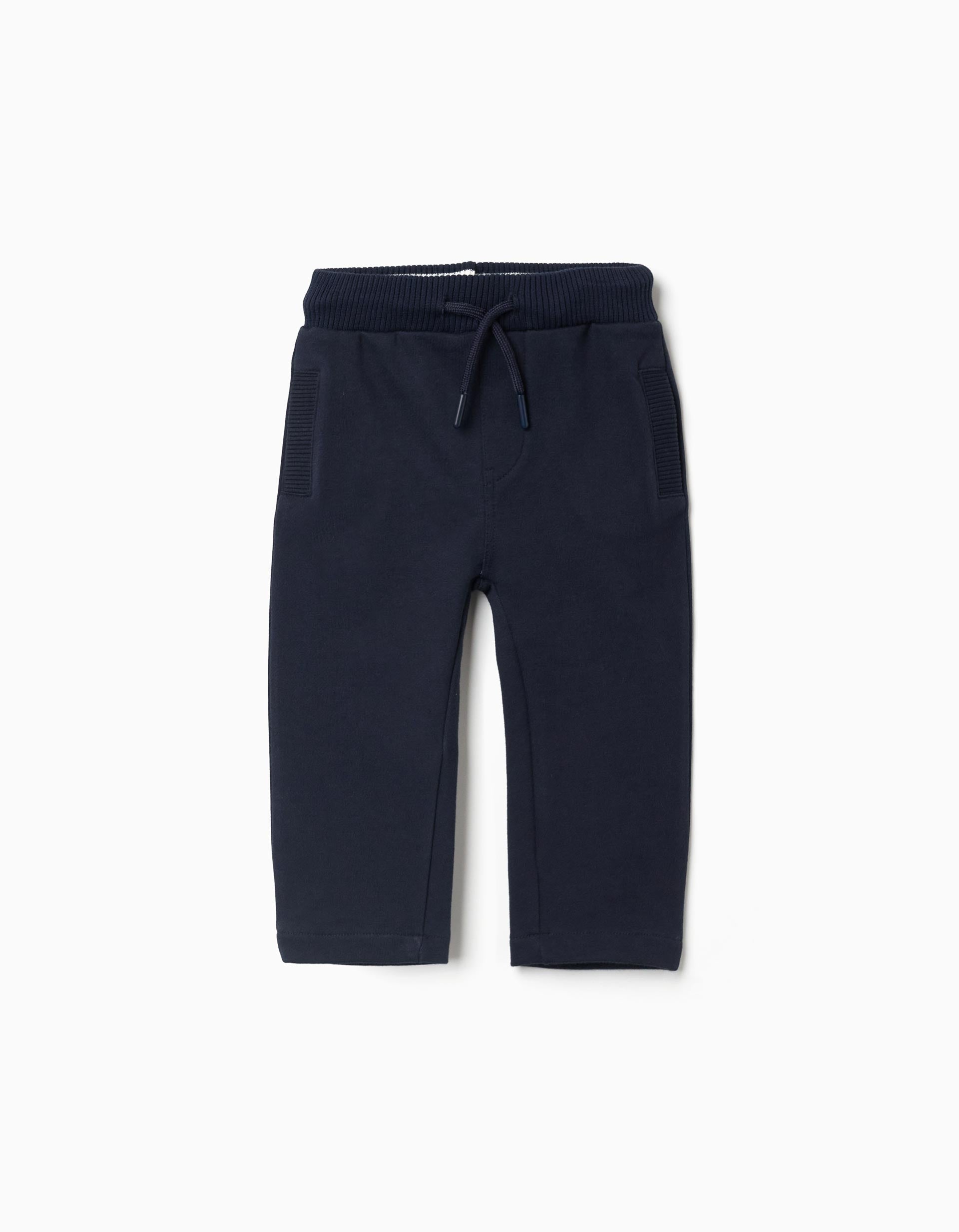 Pantalon en coton avec cordon de serrage pour bébé garçon, bleu marine