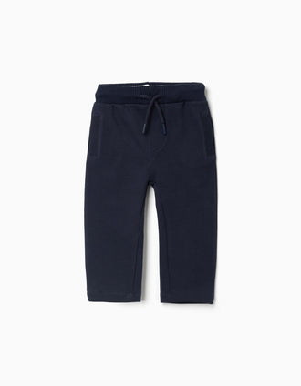 Pantalon en coton avec cordon de serrage pour bébé garçon, bleu marine