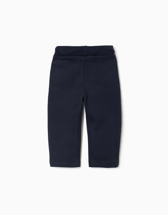 Pantalon en coton avec cordon de serrage pour bébé garçon, bleu marine