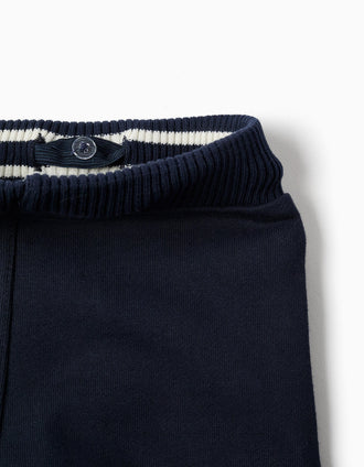 Pantalon en coton avec cordon de serrage pour bébé garçon, bleu marine
