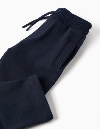 Pantalon en coton avec cordon de serrage pour bébé garçon, bleu marine