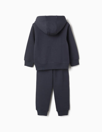 Ensemble de jogging 3 pièces en coton pour garçon, bleu marine/jaune