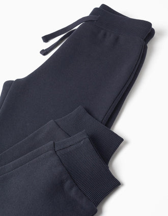 Ensemble de jogging 3 pièces en coton pour garçon, bleu marine/jaune