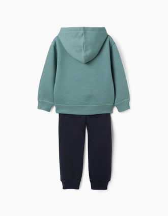 Sweat e calças cardadas com estampado para menino, azul-esverdeado/azul