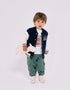 Blouson bomber en coton peigné à imprimé pour bébé garçon, bleu/blanc/jaune