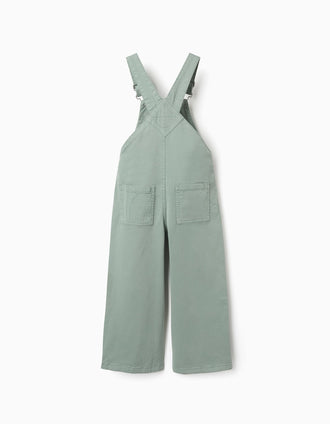 Jardineiras de sarja wide leg para menina, verde-claro