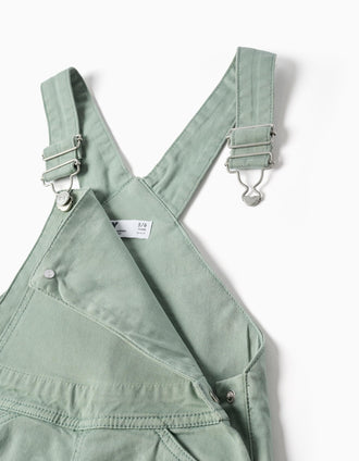 Jardineiras de sarja wide leg para menina, verde-claro