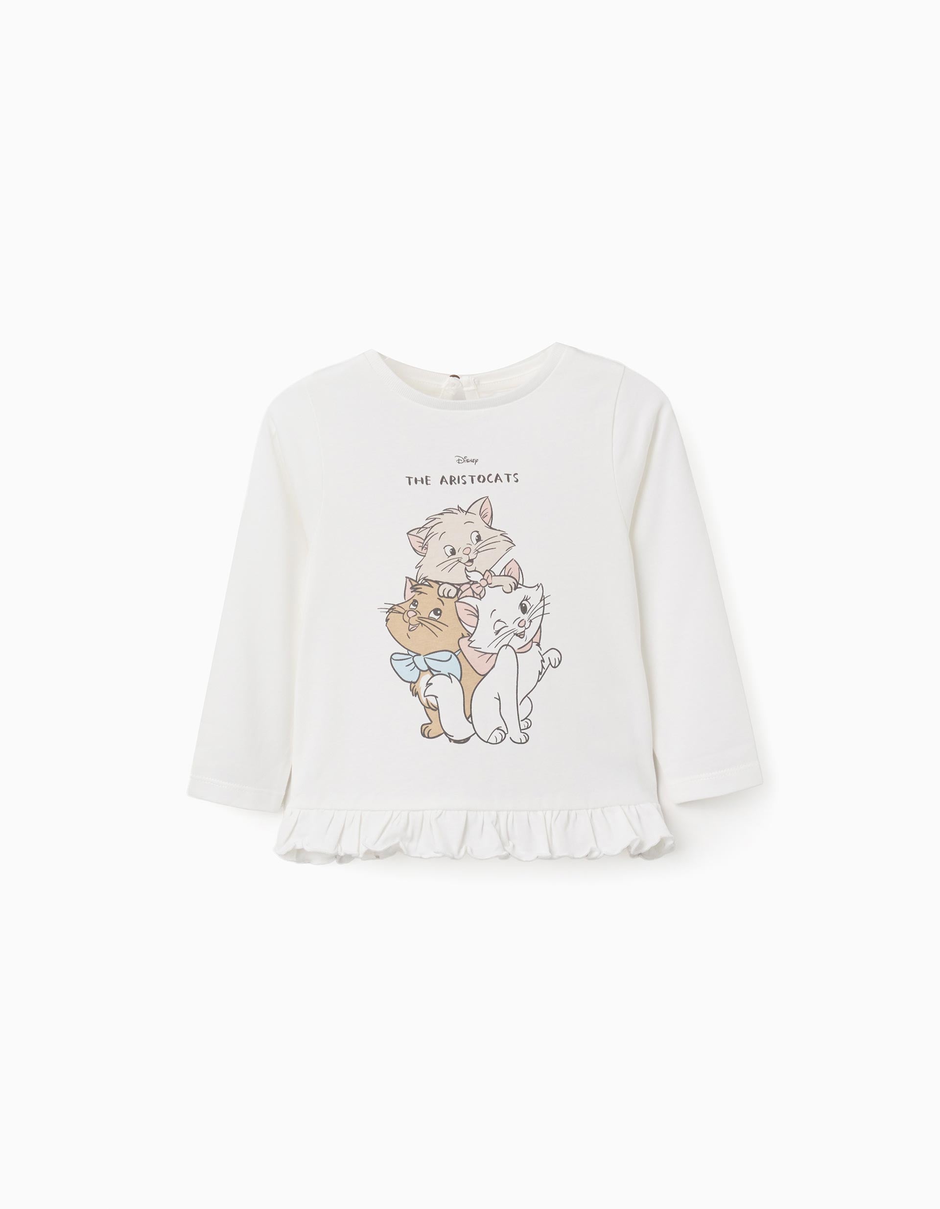T-shirt de manga comprida Os Aristogatos para bebé menina, branco