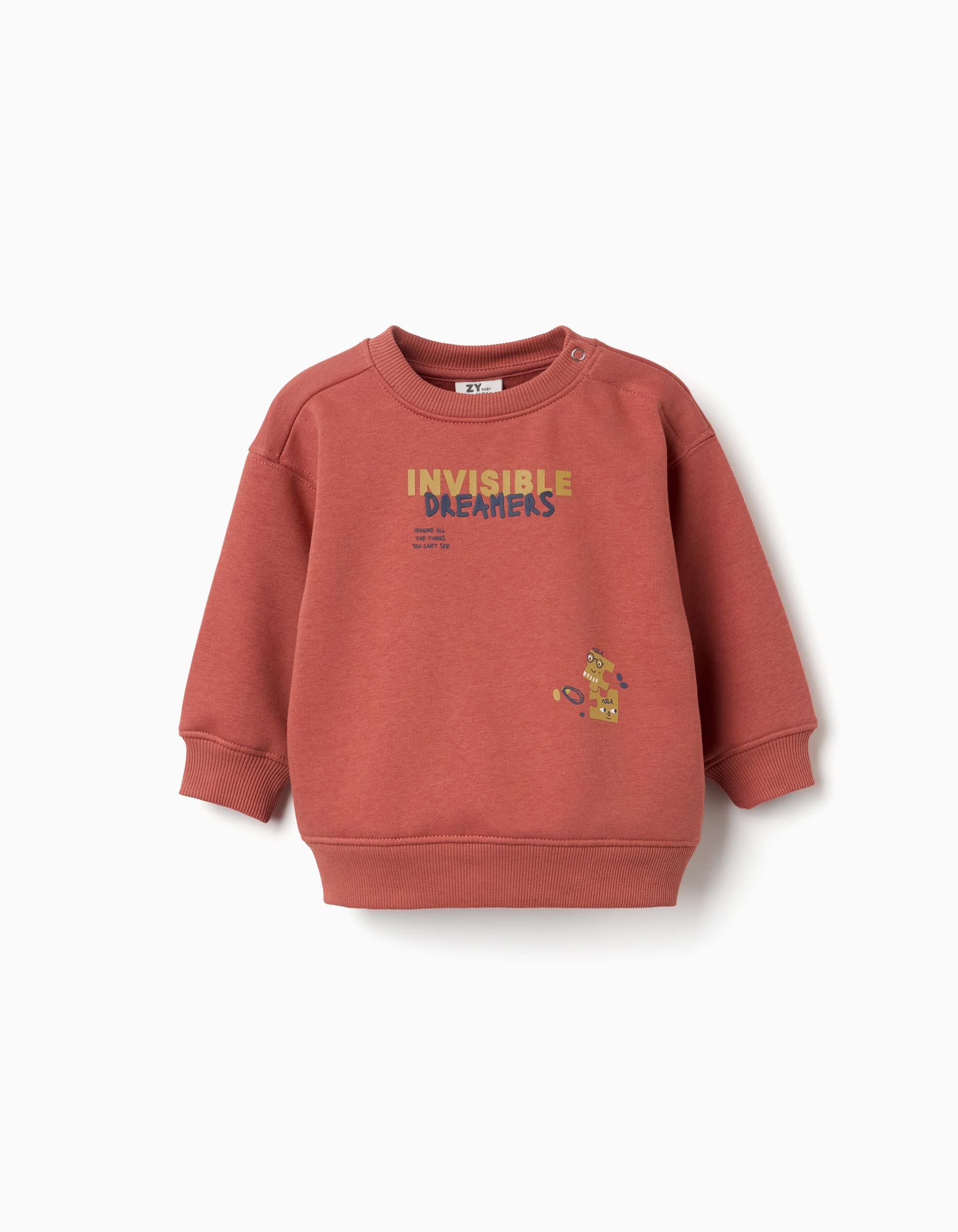 Sweat cardada Invisible Dreamers para bebé menino, terracota