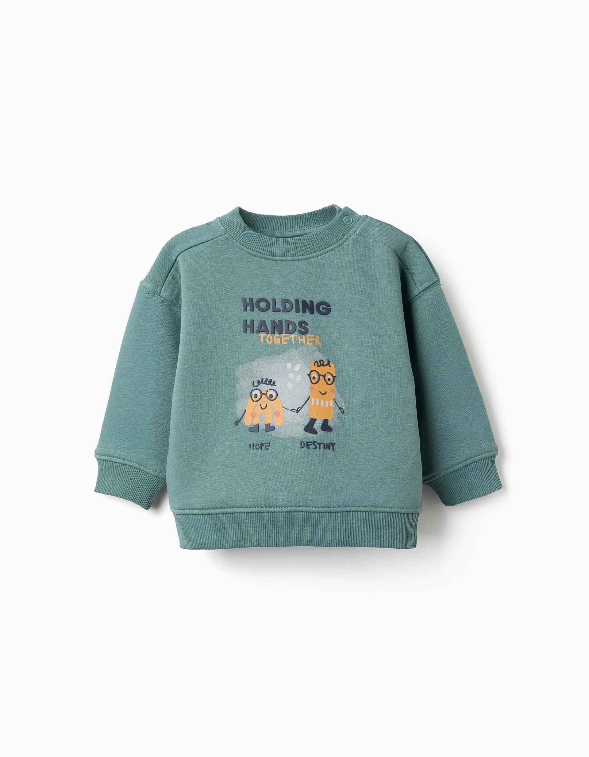 Sweat cardada Holding Hands para bebé menino, azul-esverdeado