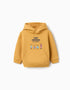 Sweat cardada com capuz Tiny Friends para bebé menino, amarelo