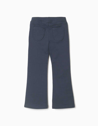 Jeggings à boca de sino cardados para menina, azul-marinho