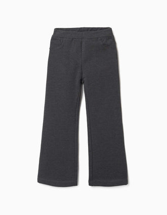 Jegging évasé en coton peigné pour fille, gris foncé