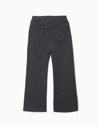 Jegging évasé en coton peigné pour fille, gris foncé