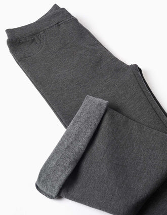 Jegging évasé en coton peigné pour fille, gris foncé