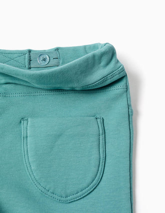 Jeggings à boca de sino cardados para menina, azul-esverdeado