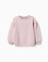 Sweat en coton avec fleurs brodées pour fille, violet clair