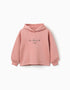 Brushed hooded sweatshirt with City of Art print for girls, pink
