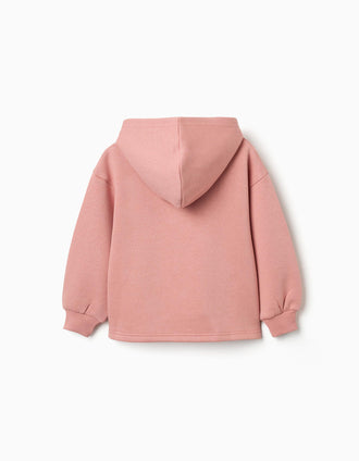 Sweat cardada com capuz e estampado City of Art para menina, rosa