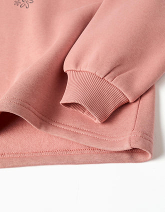 Sweat cardada com capuz e estampado City of Art para menina, rosa