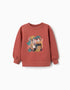 Sweat en coton peigné avec motif art et nature pour fille, terracotta