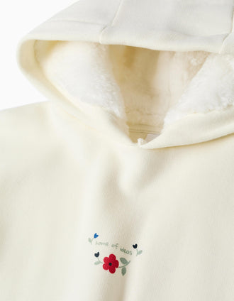 Conjunto perchado con estampado floral para niña, blanco/azul marino