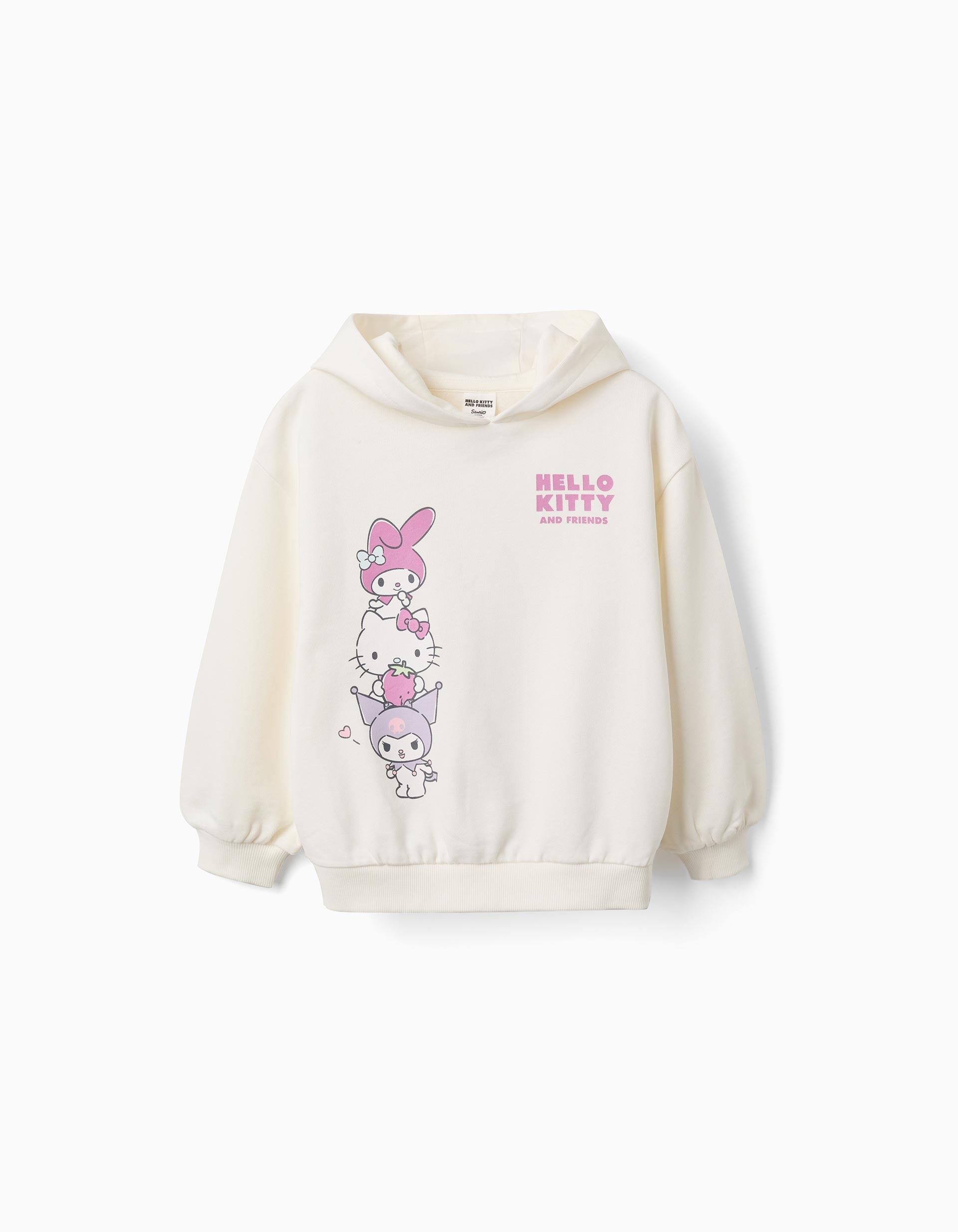 Sudadera perchada con estampado de Hello Kitty para niña, blanco