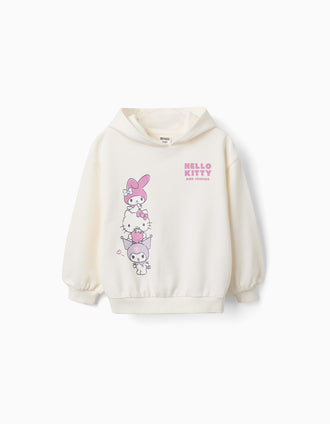 Sudadera perchada con estampado de Hello Kitty para niña, blanco
