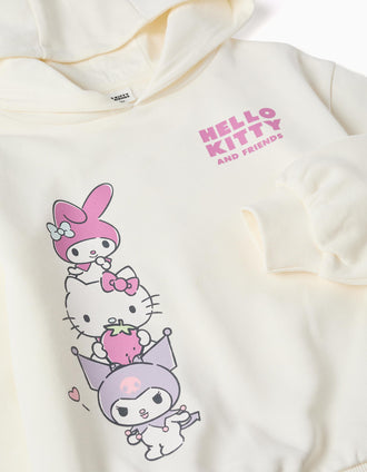 Sudadera perchada con estampado de Hello Kitty para niña, blanco