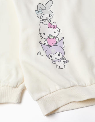 Sudadera perchada con estampado de Hello Kitty para niña, blanco