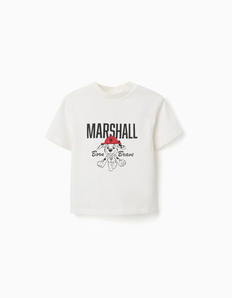 T-shirt en coton avec imprimés Marshall pour bébé et garçon, blanc