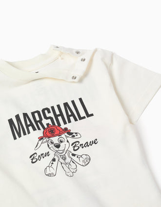 T-shirt en coton avec imprimés Marshall pour bébé et garçon, blanc