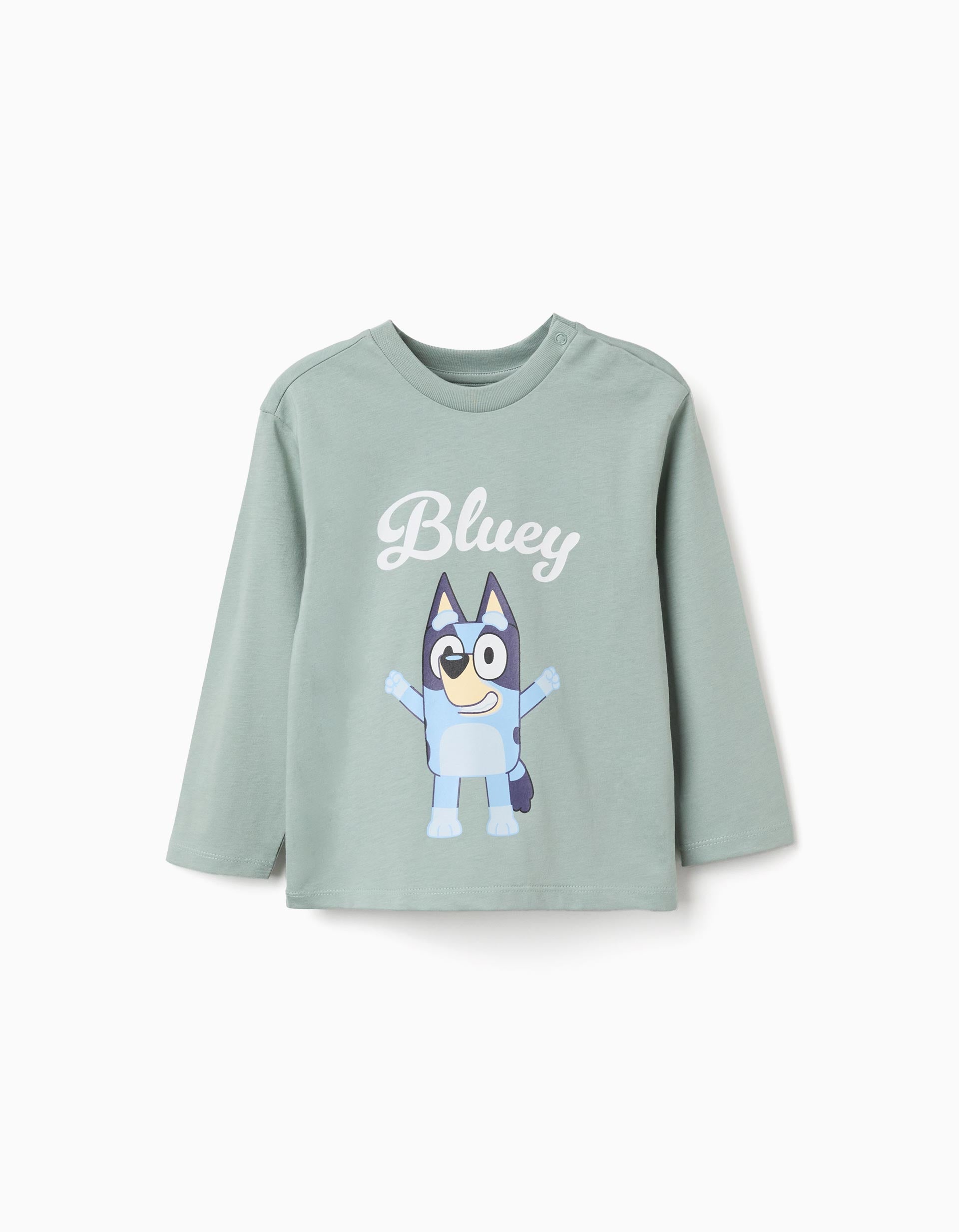 T-shirt en coton à manches longues Bluey pour bébé et enfant, vert clair