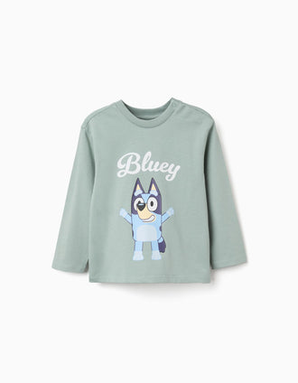 T-shirt en coton à manches longues Bluey pour bébé et enfant, vert clair