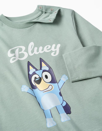T-shirt en coton à manches longues Bluey pour bébé et enfant, vert clair