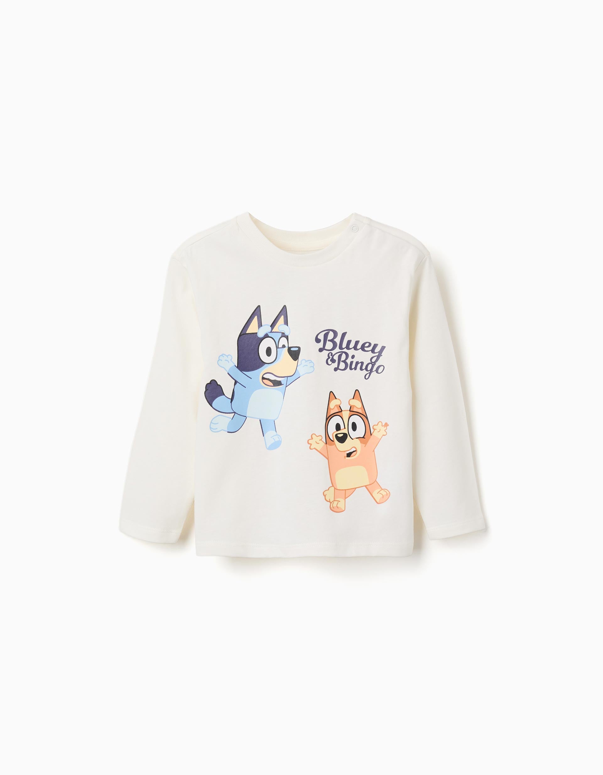 T-shirt en coton à manches longues Bluey pour bébé et enfant, blanc