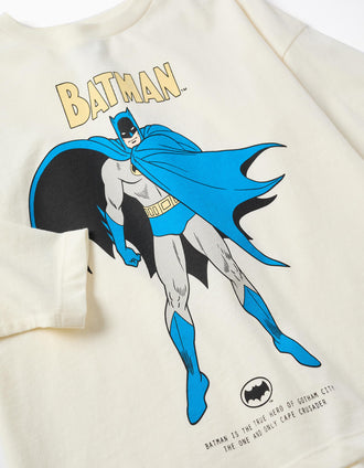 Long sleeve cotton T-shirt with Batman print for boys, white