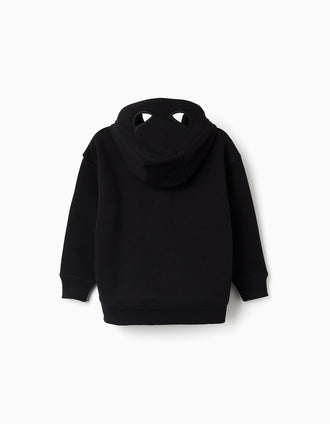 Sudadera perchada con capucha y estampado Batman para niño, negro