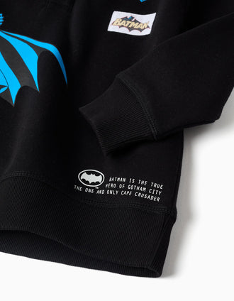 Sudadera perchada con capucha y estampado Batman para niño, negro