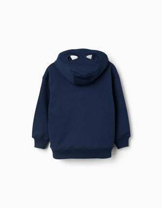 Sudadera perchada con capucha y estampado Spider-Man para niño, azul marino