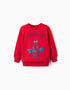 Sudadera perchada con estampado en relieve Spider-Man para niño, rojo