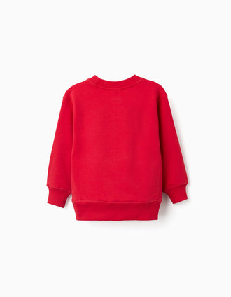 Sudadera perchada con estampado en relieve Spider-Man para niño, rojo