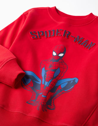 Sudadera perchada con estampado en relieve Spider-Man para niño, rojo