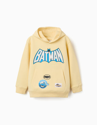 Sudadera perchada con capucha y estampado Batman para niño, amarillo