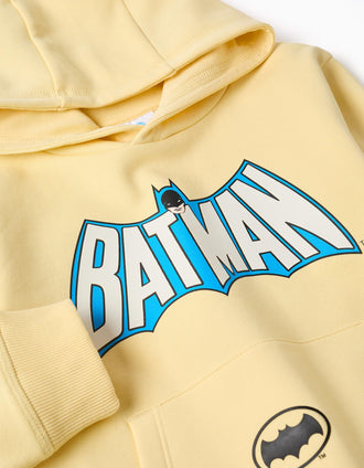 Sudadera perchada con capucha y estampado Batman para niño, amarillo